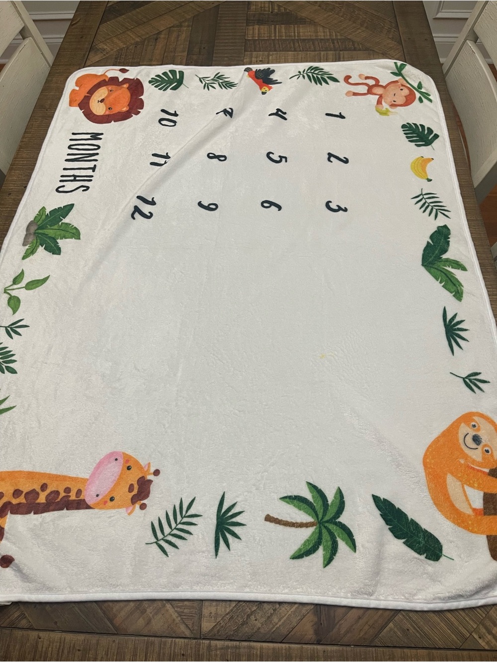 Safari Jungle Animals Baby Monthly Milestone Blanket – Plush Fleece Photo Prop
